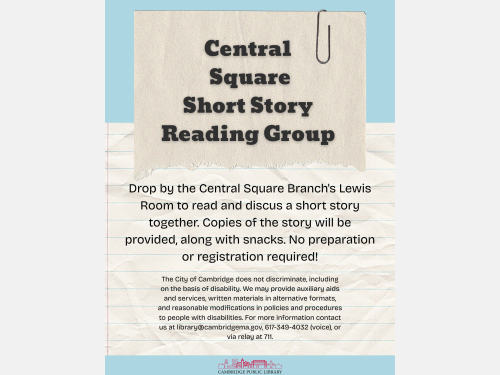 Event image for Short Story Reading Group (Central Square)