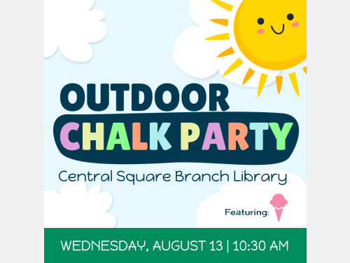 Event image for Summer Reading: Outdoor Story Time & Chalk Party (Central Square)