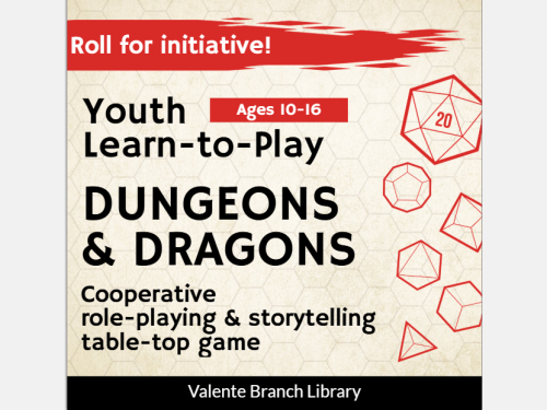 Event image for Youth Dungeons & Dragons Session 3/4 (Valente Branch)
