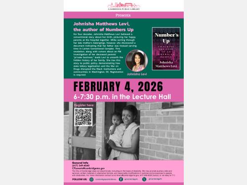 Event image for CPL Presents: Johnisha Matthews Levi, the author of Numbers Up (Main Library)