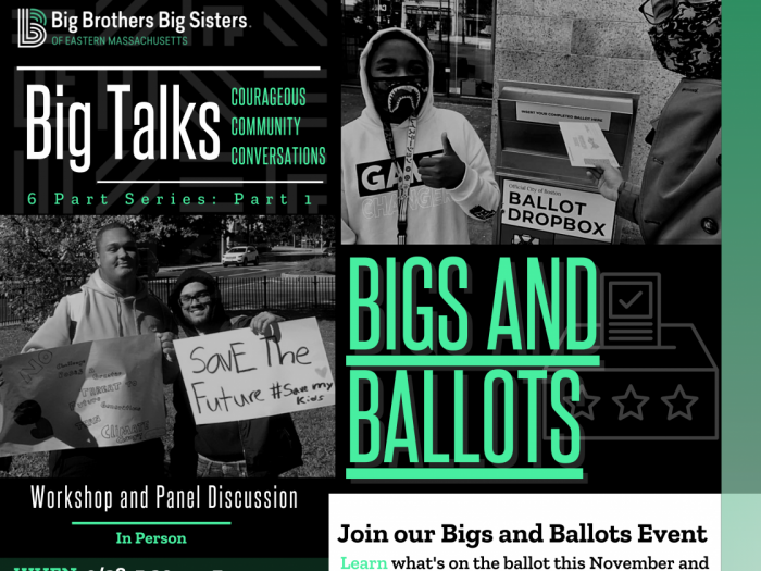 Bigs and Ballots event flyer.