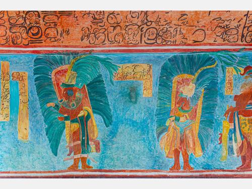 Ancient Mayan fresco from a museum.