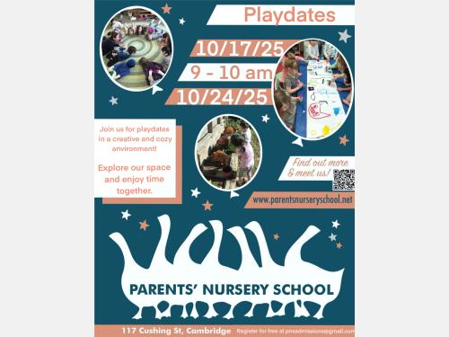 Toddler & Preschooler Playdates at Parents' Nursery School on October 17 & 24