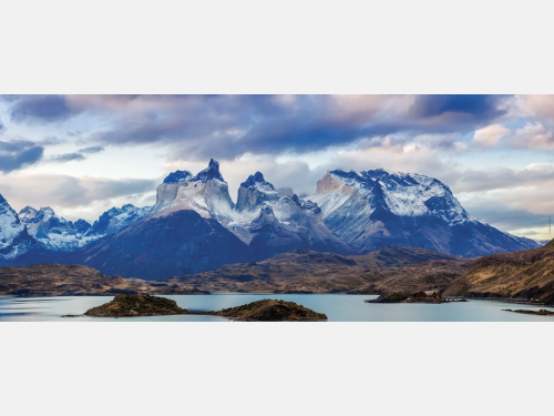 Mountain landscape with moody clouds