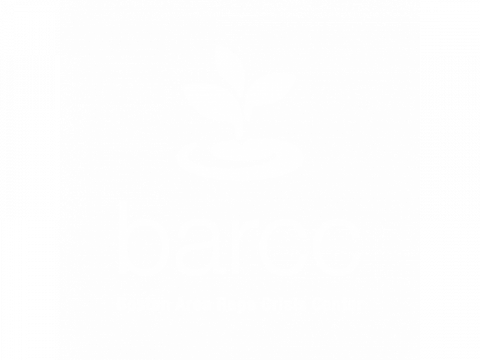 White BARCC logo with sprout