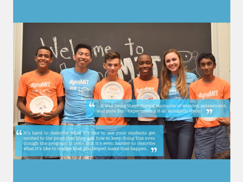 Photo of dynaMIT students with quotes about enjoying the program.